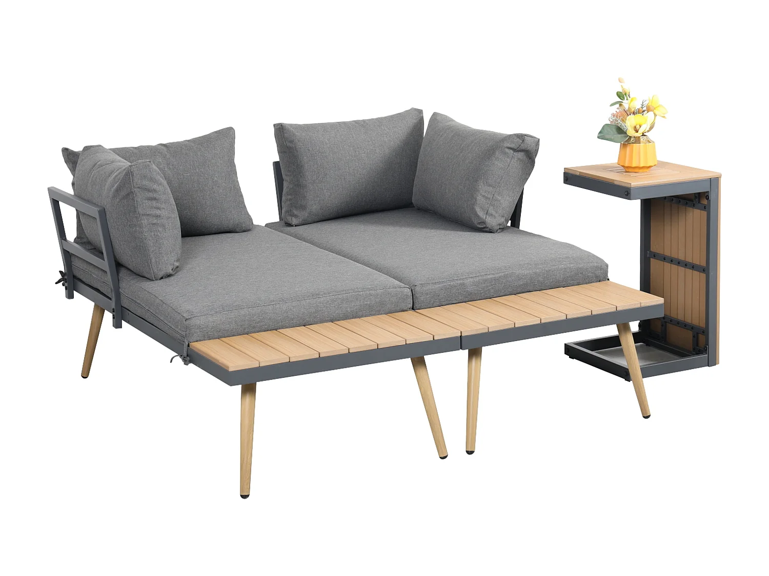 Belmont Metal and Contemporary Poly-Wood Sectional Corner Garden Set