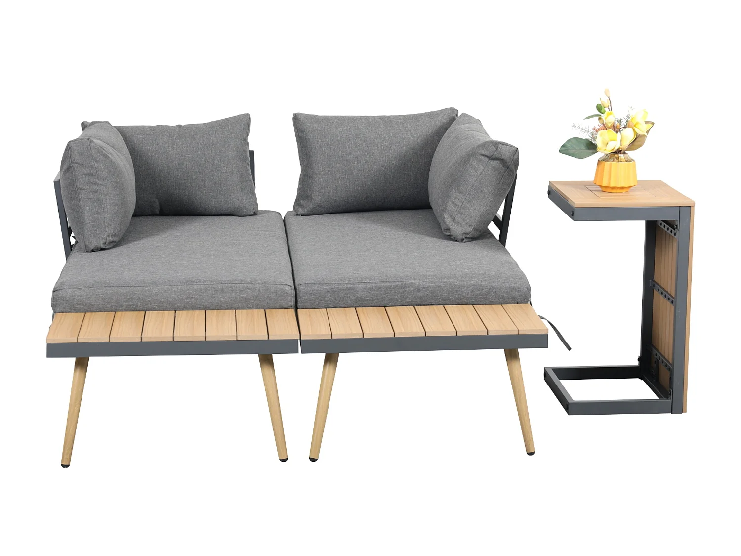 Belmont Metal and Contemporary Poly-Wood Sectional Corner Garden Set