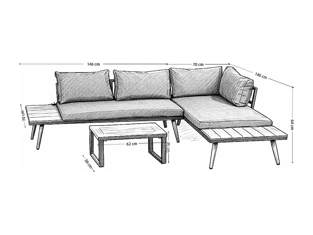 Belmont Metal and Contemporary Poly-Wood Sectional Corner Garden Set