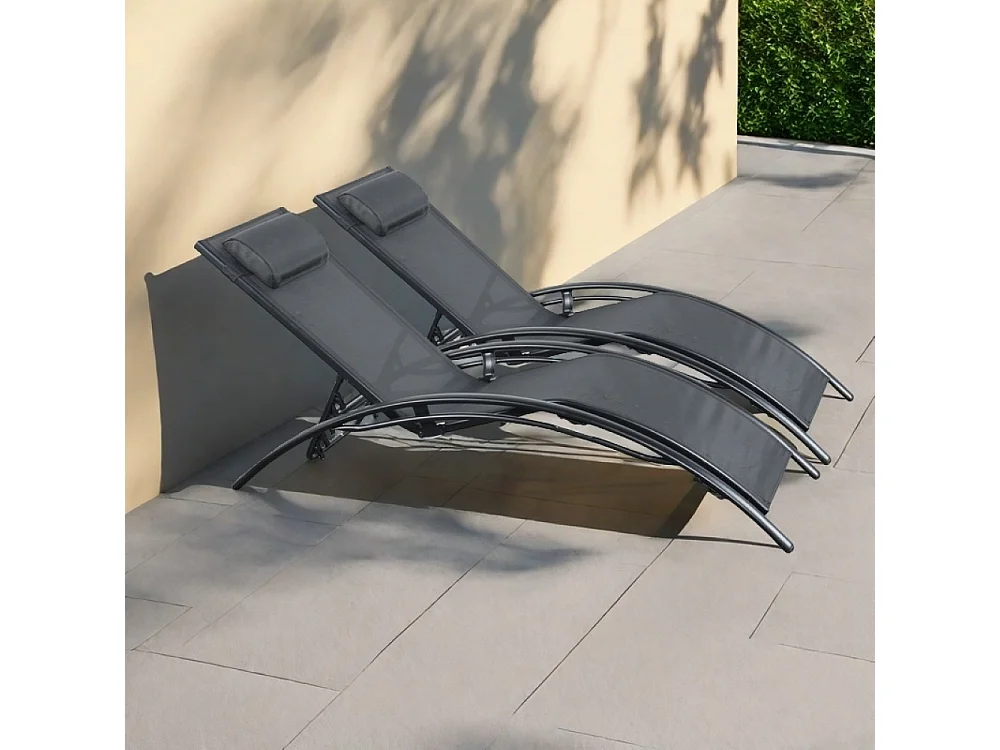 Pair of Bali Sun Loungers - Set of 2 - Black