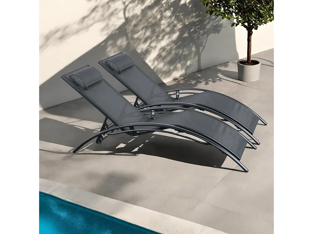 Pair of Bali Sun Loungers - Set of 2 - Black