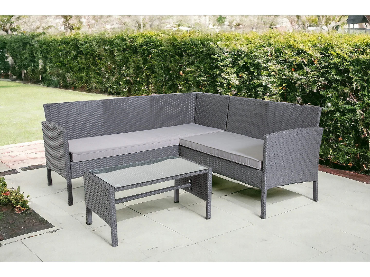 The Lakewood Grey Corner Rattan Set - 5 Seat