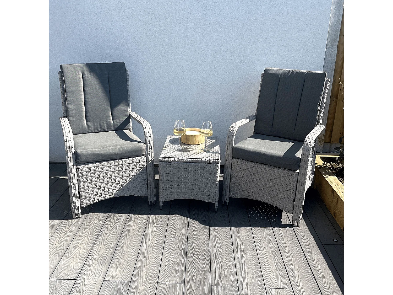 Leigh Wicker Rattan Natural Bistro Set with outdoor cushion