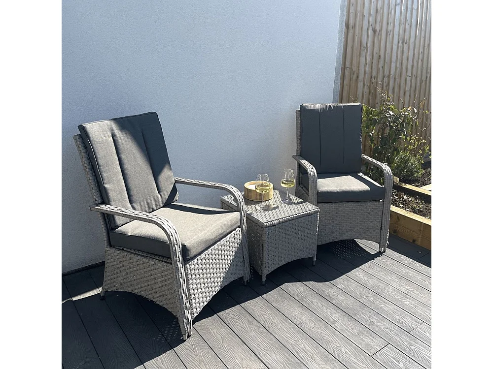 Leigh Wicker Rattan Natural Bistro Set with outdoor cushion