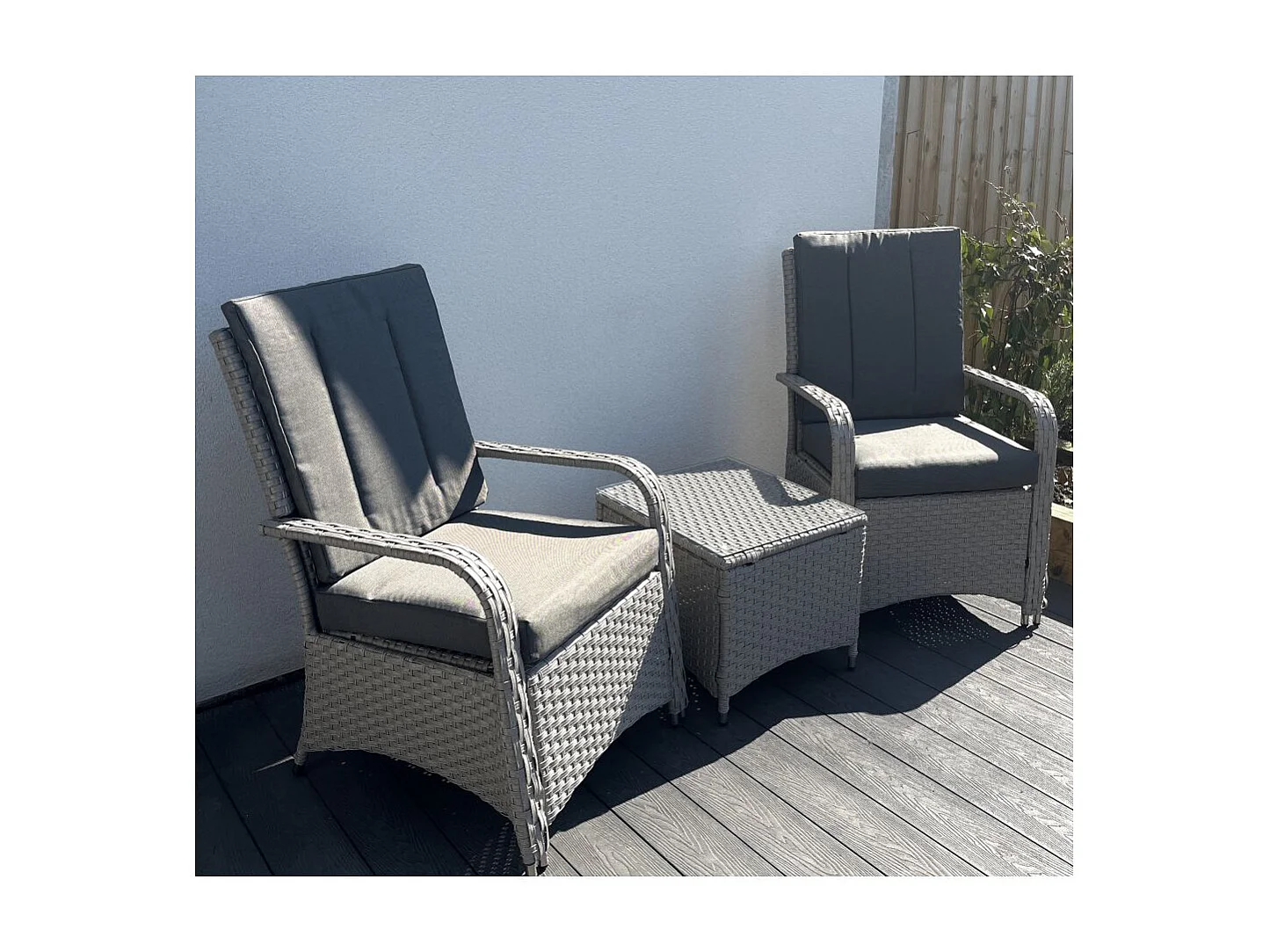 Leigh Wicker Rattan Natural Bistro Set with outdoor cushion