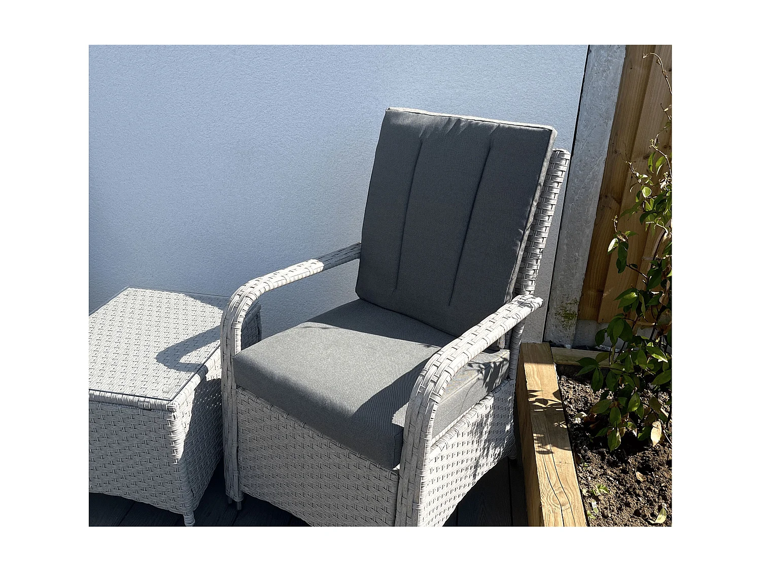 Leigh Wicker Rattan Natural Bistro Set with outdoor cushion