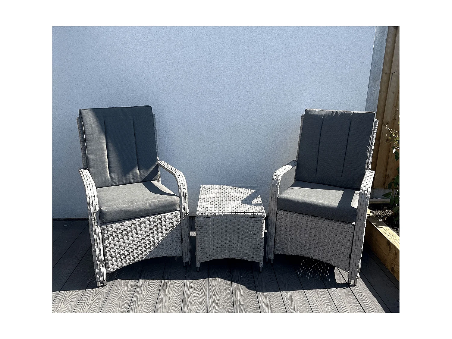 Leigh Wicker Rattan Natural Bistro Set with outdoor cushion