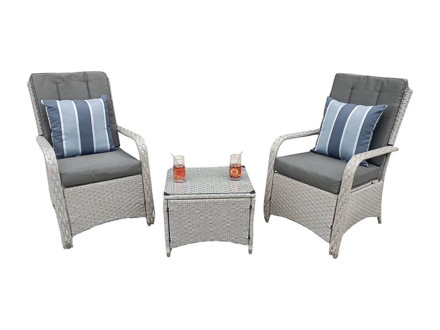 Leigh Wicker Rattan Natural Bistro Set with outdoor cushion