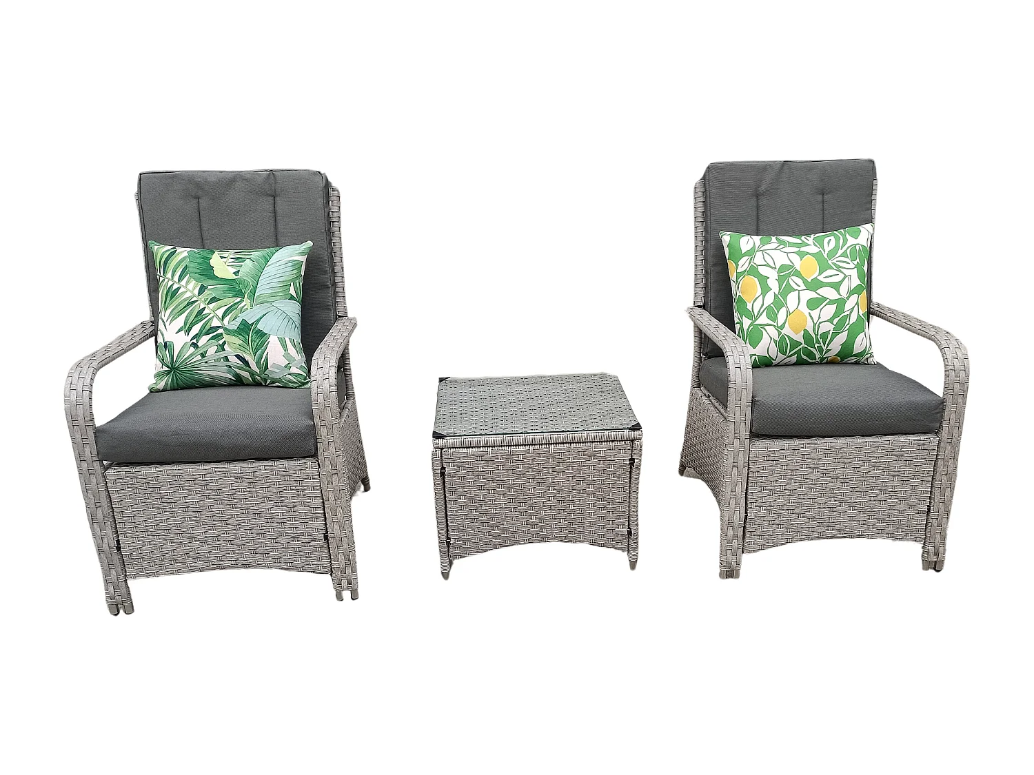 Leigh Wicker Rattan Natural Bistro Set with outdoor cushion