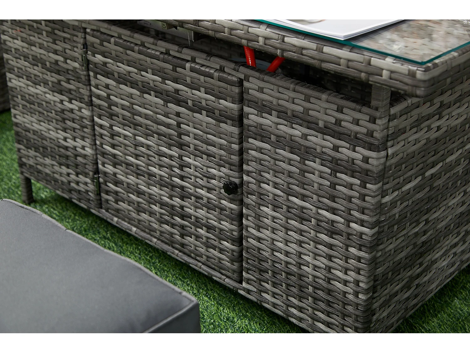 The Tarporley Grey 9 Seat Corner Firepit Rattan Dining Set
