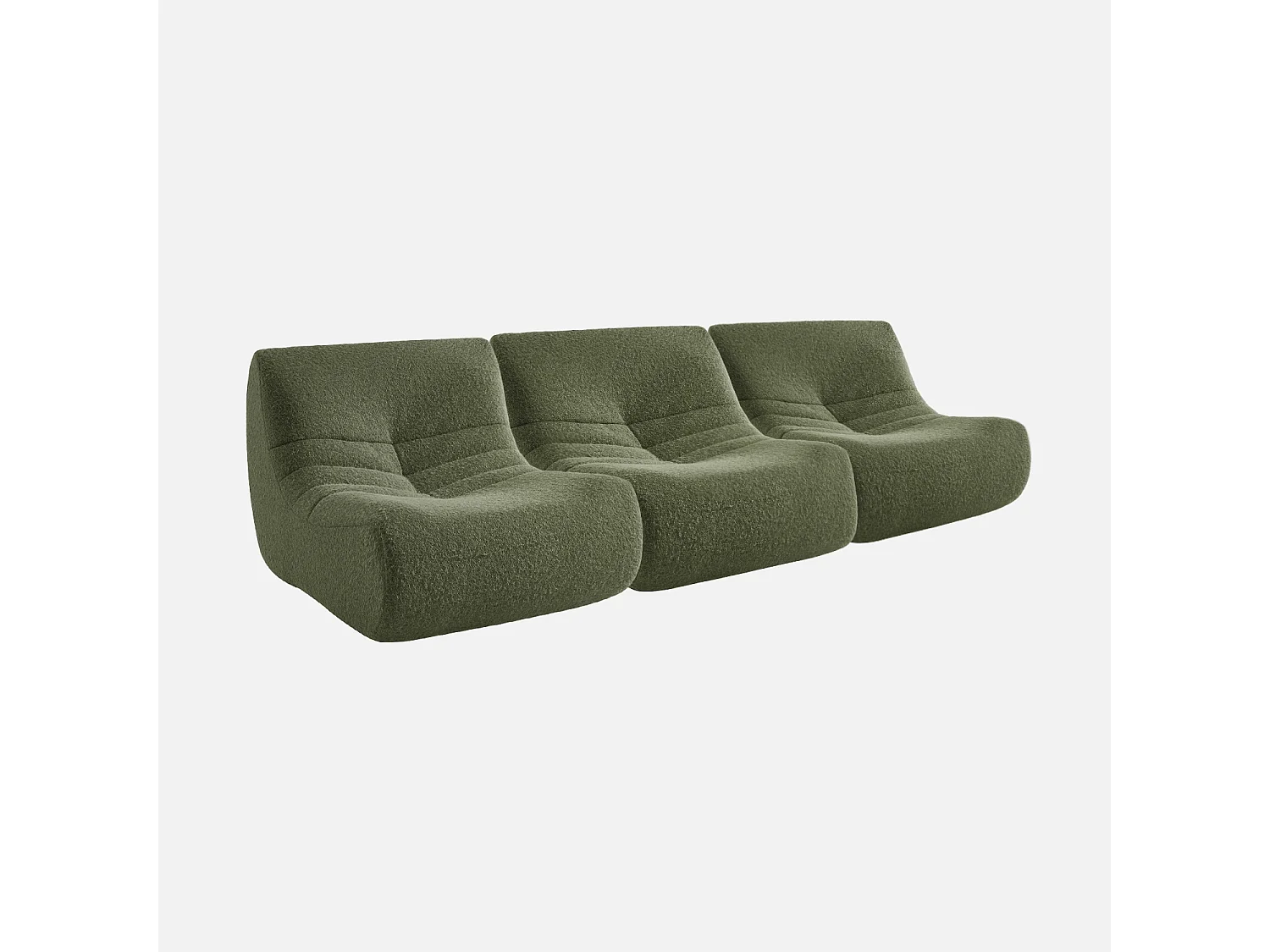 Chauffeuse tissu effet alpaca 3 places. kaki. style contemporain. L 91 x P 105 x H 72cm