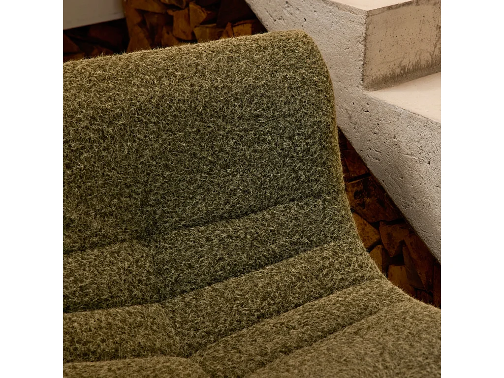 Chauffeuse tissu effet alpaca 3 places. kaki. style contemporain. L 91 x P 105 x H 72cm
