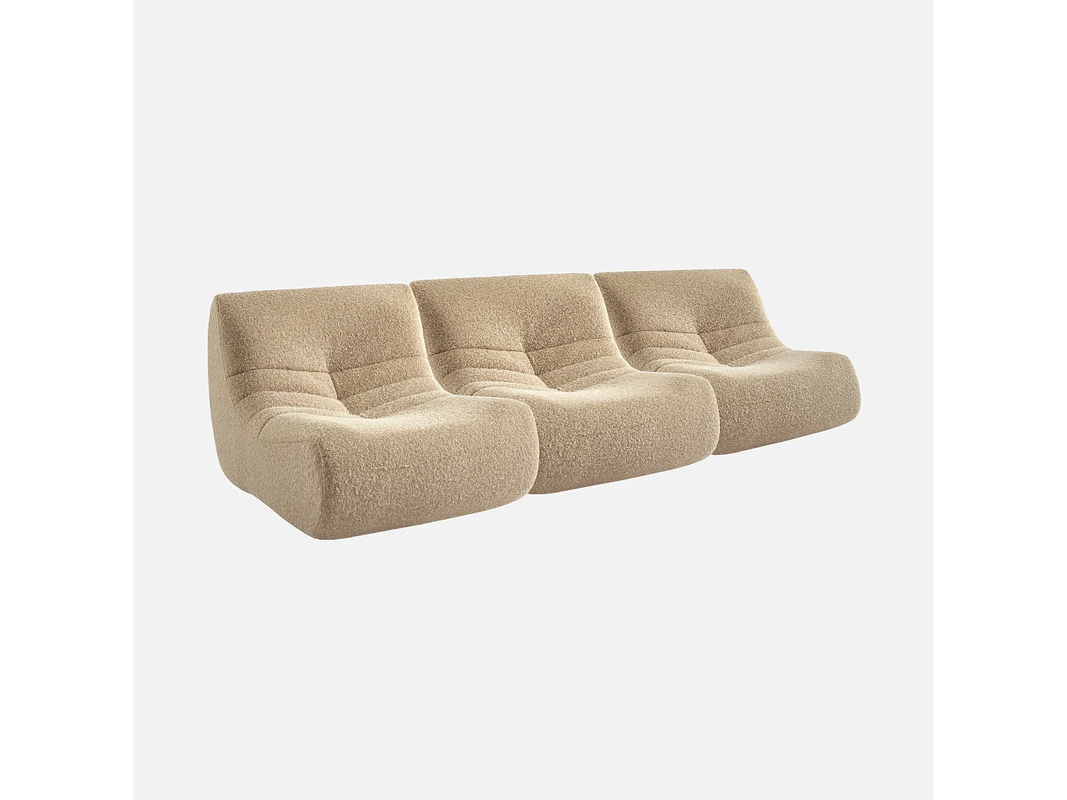 Chauffeuse tissu effet alpaca 3 places. beige. style contemporain. L 91 x P 105 x H 72cm