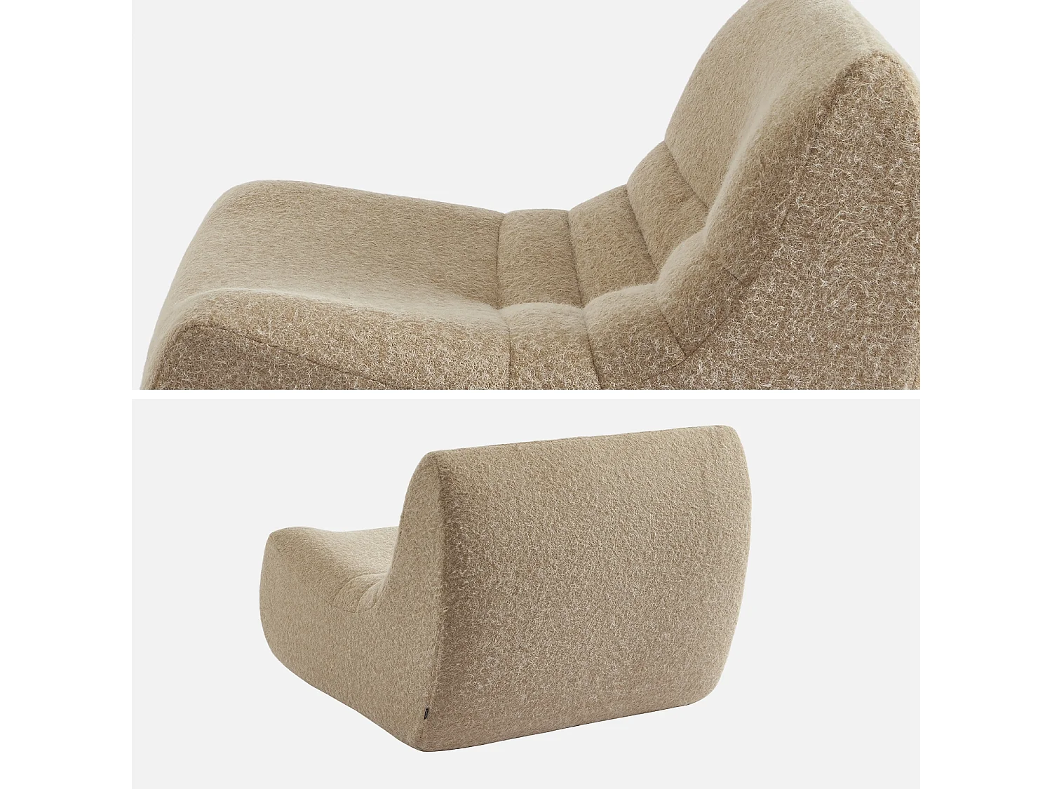Chauffeuse tissu effet alpaca 3 places. beige. style contemporain. L 91 x P 105 x H 72cm