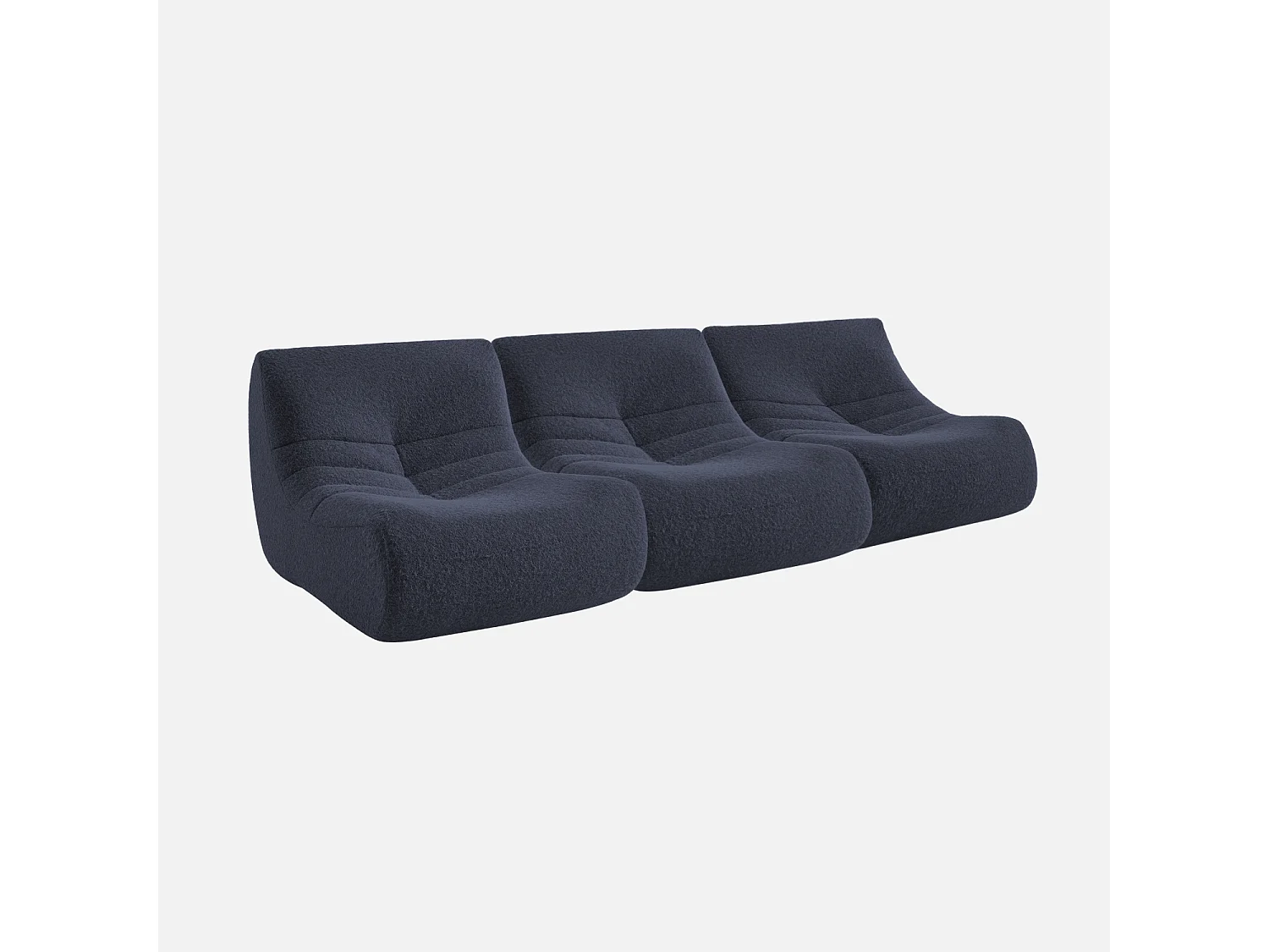 Chauffeuse tissu effet alpaca 3 places. bleu nuit. style contemporain. L 91 x P 105 x H 72cm