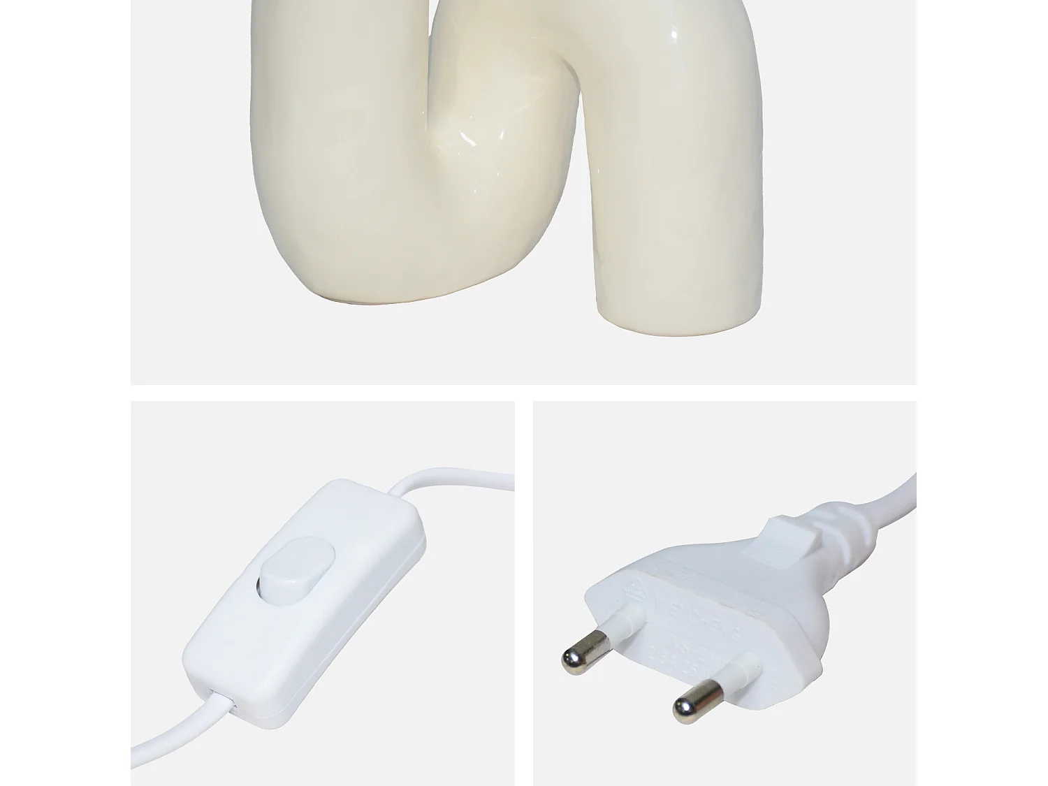 Lámpara de mesa orgánica de cerámica y barniz crema