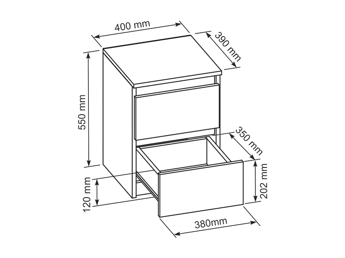 MebLocker Nachttisch Weiß mit glänzenden Fronten 40x39x55 cm – Nachttisch fürs Schlafzimmer – Moderner Nachttisch – Dekoration für Erwachsenenzimmer