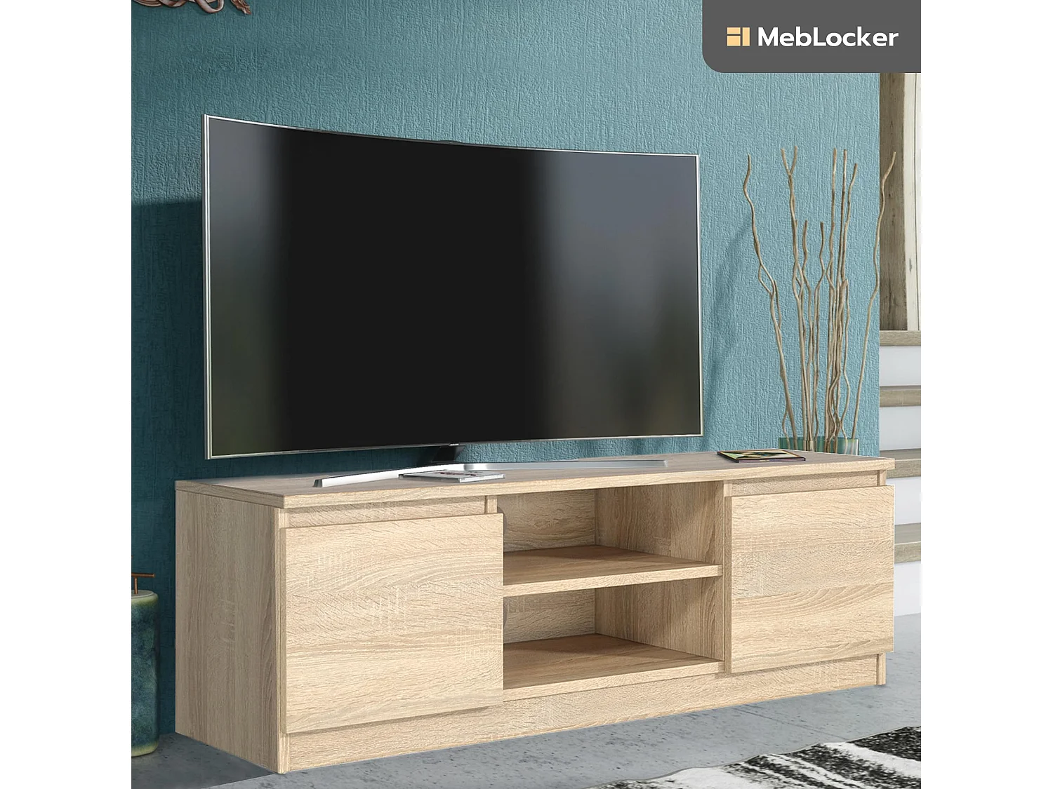MebLocker TV-Ständer-Länge Sonoma Oak 120,4 x 39 x 38,5 cm - Wohnzimmer-TV-Tisch - Moderner wandmontierter TV-Tisch - TV-Bank
