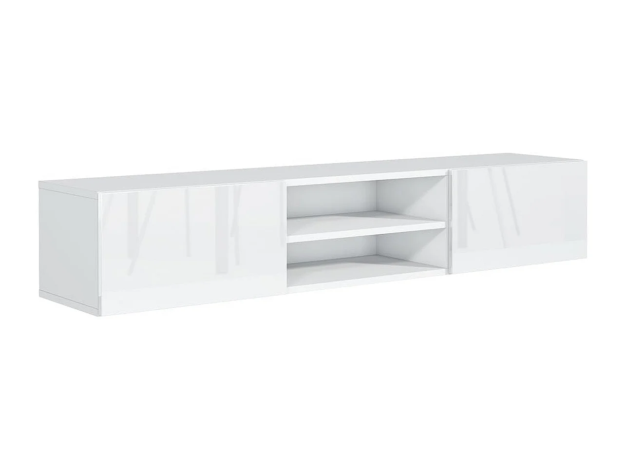 MebLocker Hängendes TV-Ständer in Weißlänge mit glänzenden Fronten 120 x 30 x 35 cm – Wohnzimmer-TV-Tisch – moderner wandmontierter TV-Ständer – TV-Bank