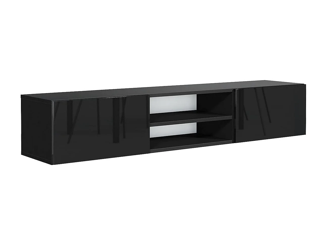 MebLocker TV-Ständer Nior mit glänzenden Fronten 120 x 30 x 35 cm – Wohnzimmer-TV-Tisch – moderner wandmontierter TV-Tisch – TV-Bank