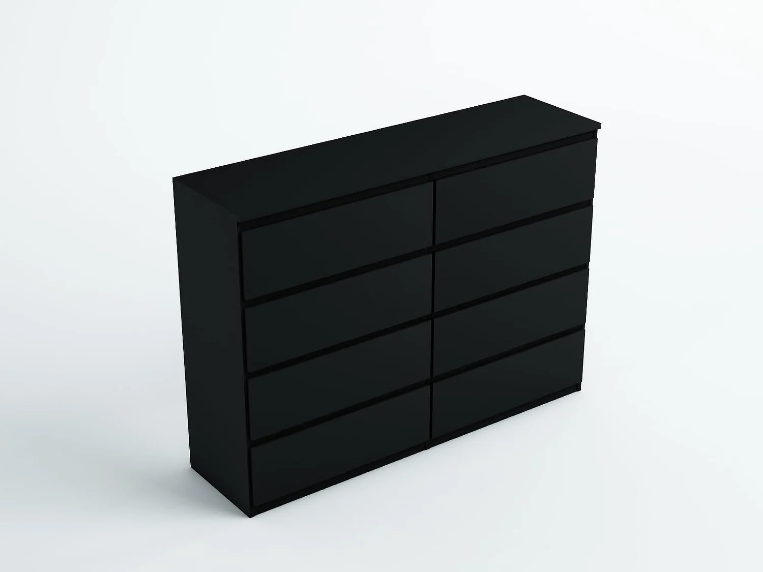 MebLocker Cómoda de 8 cajones 100 cm - Negro - Diseño minimalista - 100x39x101,5 cm - Amplio armario de almacenamiento para dormitorio, salón u oficina