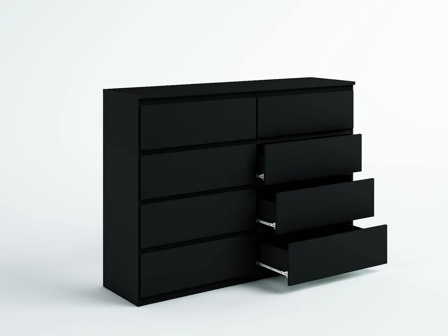 MebLocker Cómoda de 8 cajones 100 cm - Negro - Diseño minimalista - 100x39x101,5 cm - Amplio armario de almacenamiento para dormitorio, salón u oficina