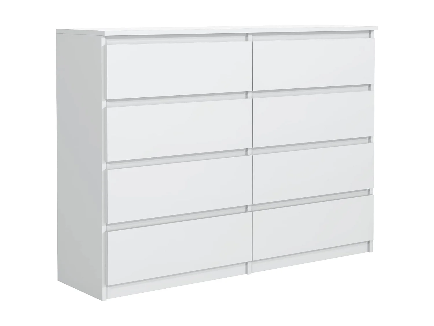 MebLocker Cómoda de 8 cajones 100 cm - Blanco - Diseño minimalista - 100x39x101,5 cm - Amplio armario de almacenamiento para dormitorio, salón u oficina