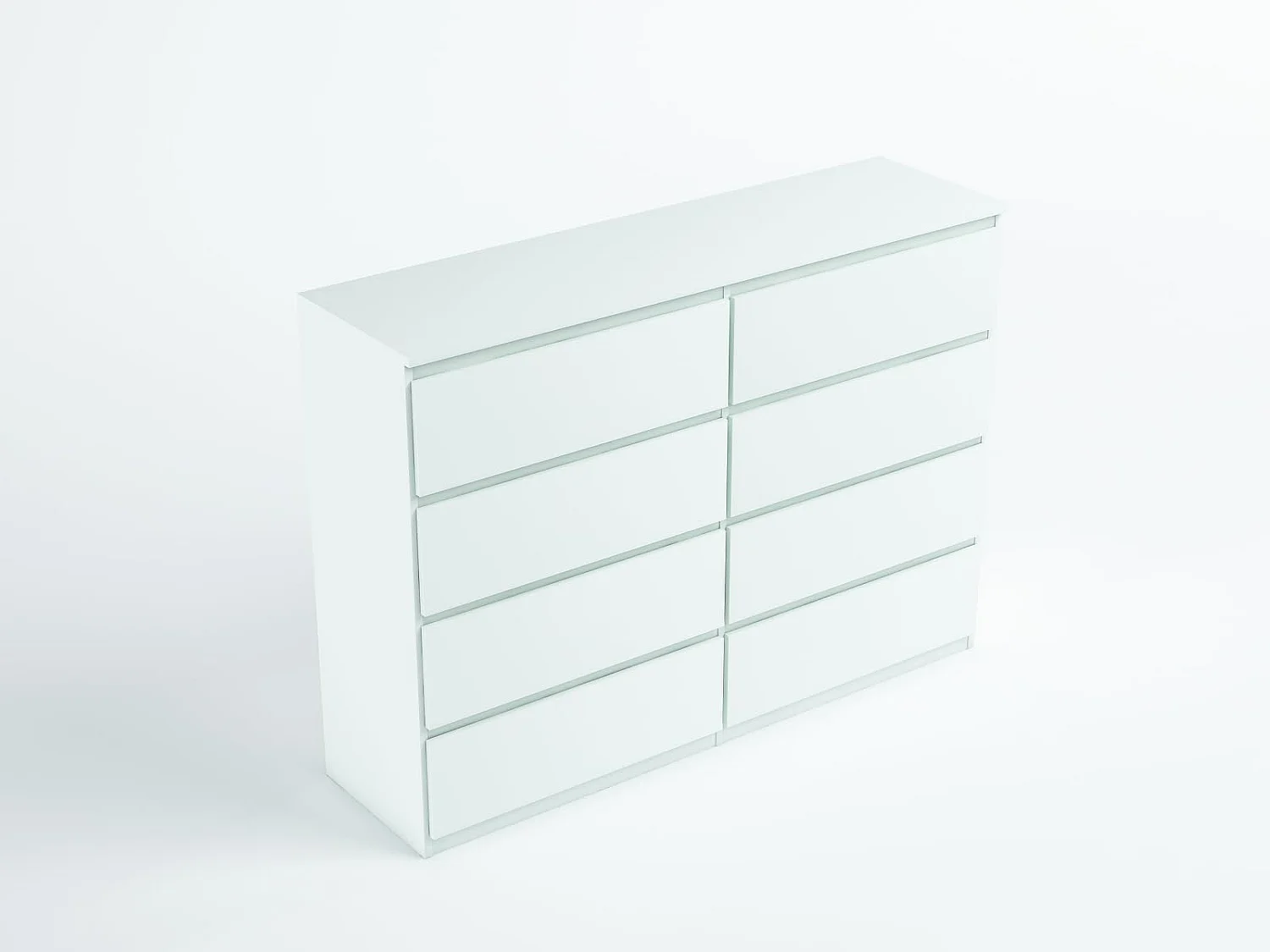 MebLocker Cómoda de 8 cajones 100 cm - Blanco - Diseño minimalista - 100x39x101,5 cm - Amplio armario de almacenamiento para dormitorio, salón u oficina