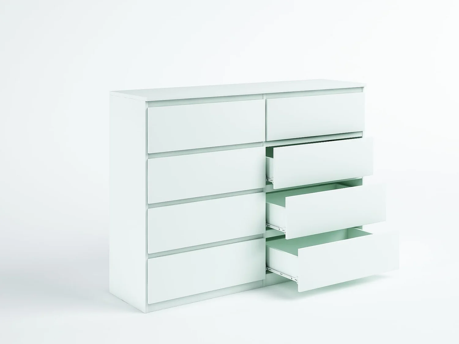 MebLocker Cómoda de 8 cajones 100 cm - Blanco - Diseño minimalista - 100x39x101,5 cm - Amplio armario de almacenamiento para dormitorio, salón u oficina