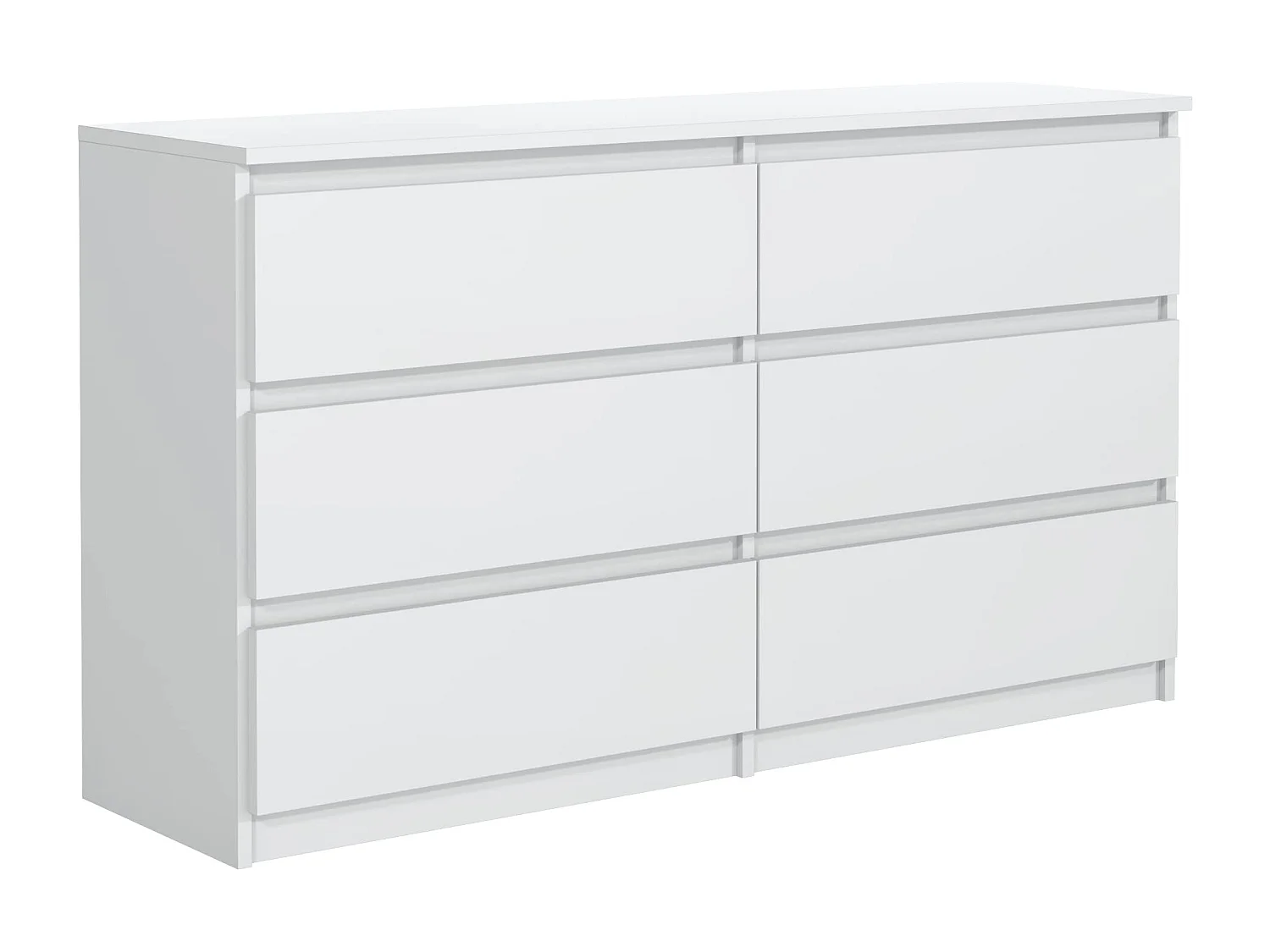 MebLocker Cómoda de 6 cajones 100 cm - Blanco - Diseño minimalista - 100x39x78,5 cm - Amplio armario de almacenamiento para dormitorio, salón u oficina