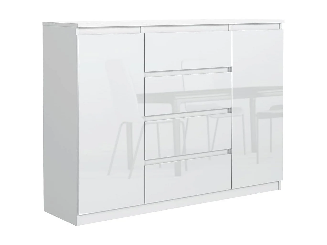 MebLocker ladekast met 4 lades, 2 deuren, 140 cm, ideaal voor de woonkamer, slaapkamer, kinderkamer en kantoor,