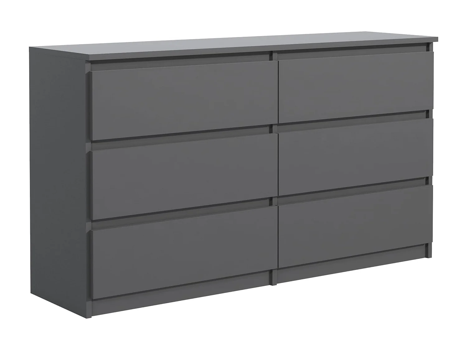 MebLocker Commode 6 Tiroirs Anthracite 120 cm - Design Minimaliste - 120 x 39 x 78,5 cm - Meuble de Rangement Spacieux pour Chambre Salon ou Bureau