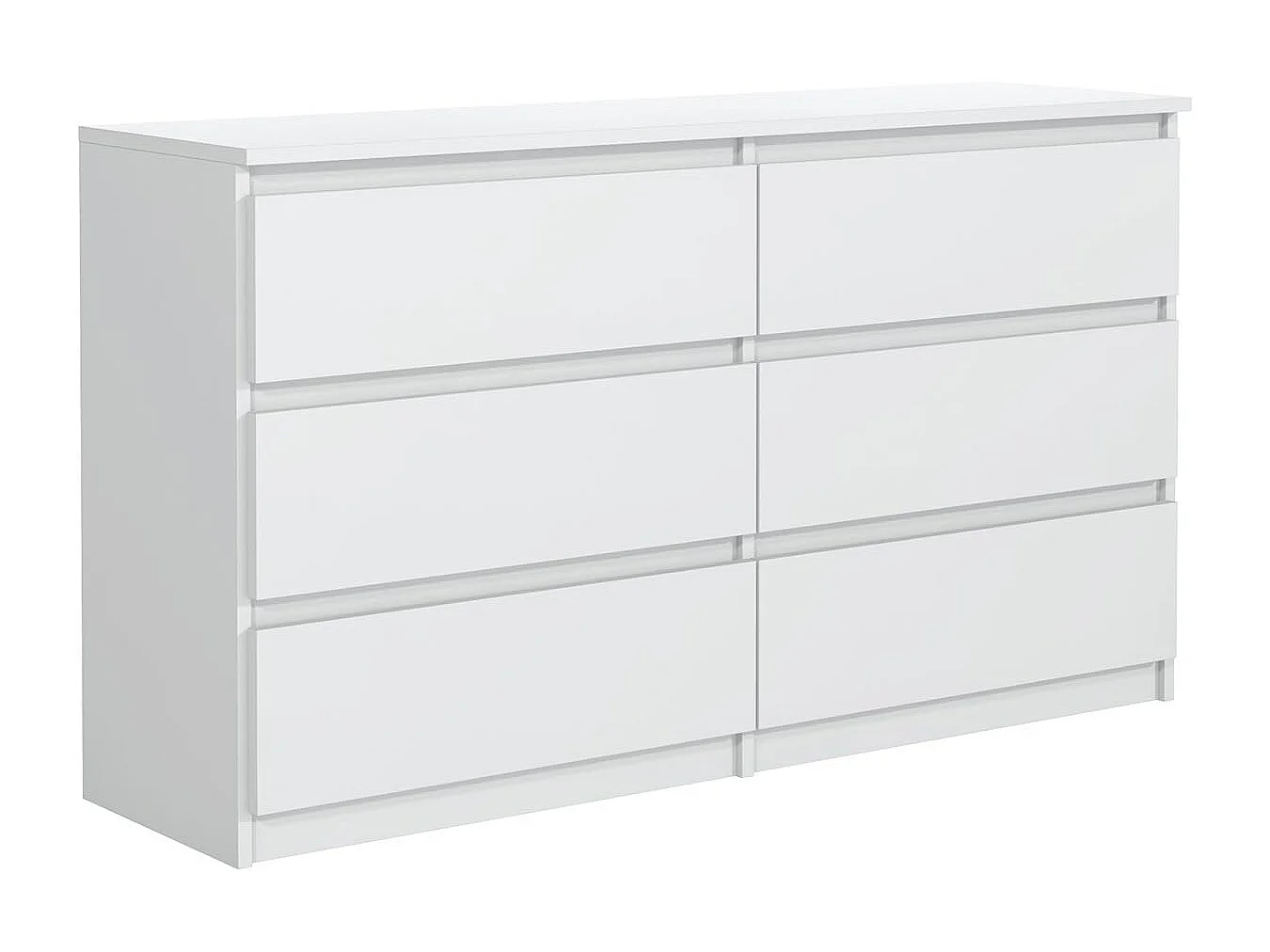MebLocker Cómoda de 6 cajones blanca 120 cm - diseño minimalista - 120 x 39 x 78,5 cm - armario espacioso para dormitorio, salón u oficina