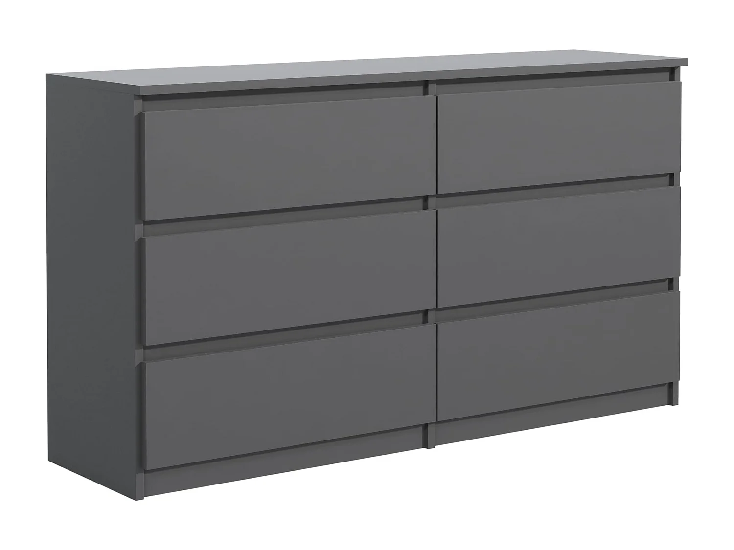 MebLocker Cómoda de 6 cajones 100 cm - Antracita - Diseño minimalista - 100x39x78,5 cm - Amplio armario de almacenamiento para dormitorio, salón u oficina