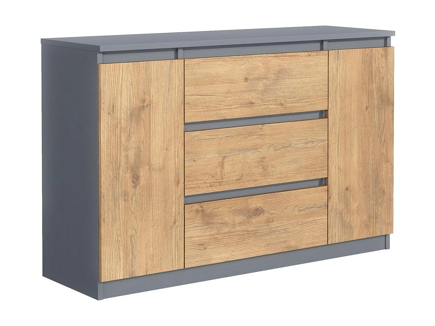 MebLocker Commode à 3 tiroirs, 2 Portes, 120 cm, idéale pour Le Salon, la Chambre à Coucher, la Chambre d'enfant et Le Bureau, Solution Moderne et  (Anthracite)
