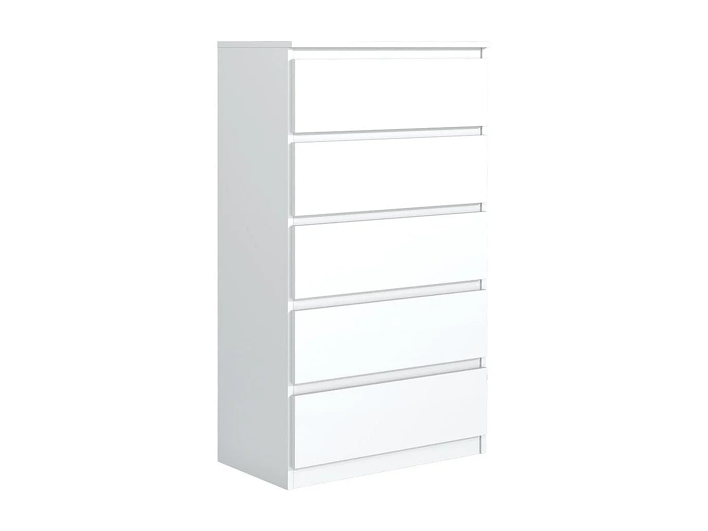 MebLocker Comòda della camera da letto 5 cassetti bianchi 70x124,5x39 cm - Armadio soggiorno - Comòda ad ingresso alto - Armadio per la camera da letto