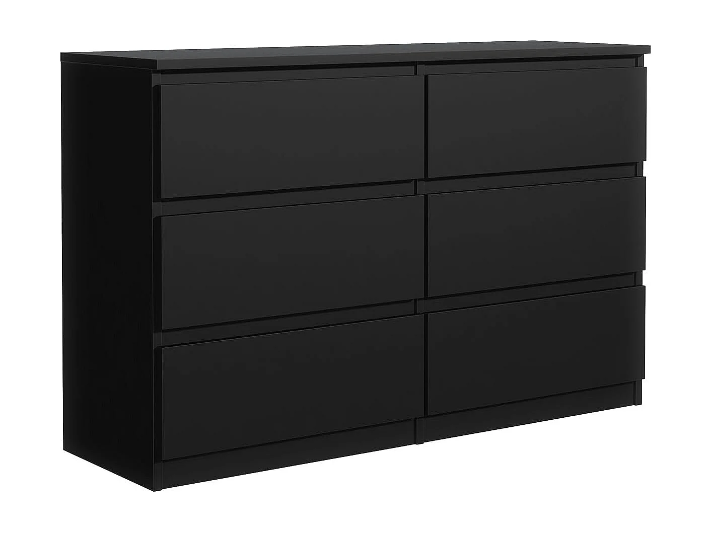 MebLocker Commode 6 Tiroirs Noir 120 cm - Design Minimaliste - 120 x 39 x 78,5 cm - Meuble de Rangement Spacieux pour Chambre, Salon ou Bureau