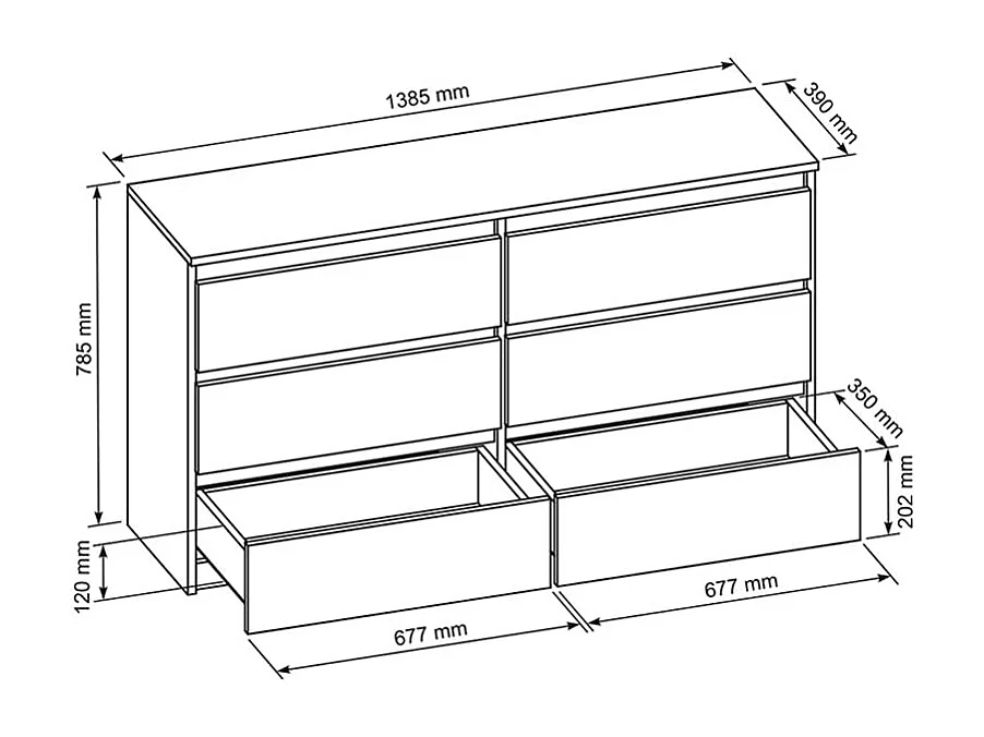 MebLocker Cajonera del dormitorio 6 cajones de roble 138,5x78,5x39 cm - Armario del salón - Cómoda de entrada alta - Armario de almacenamiento del dormitorio