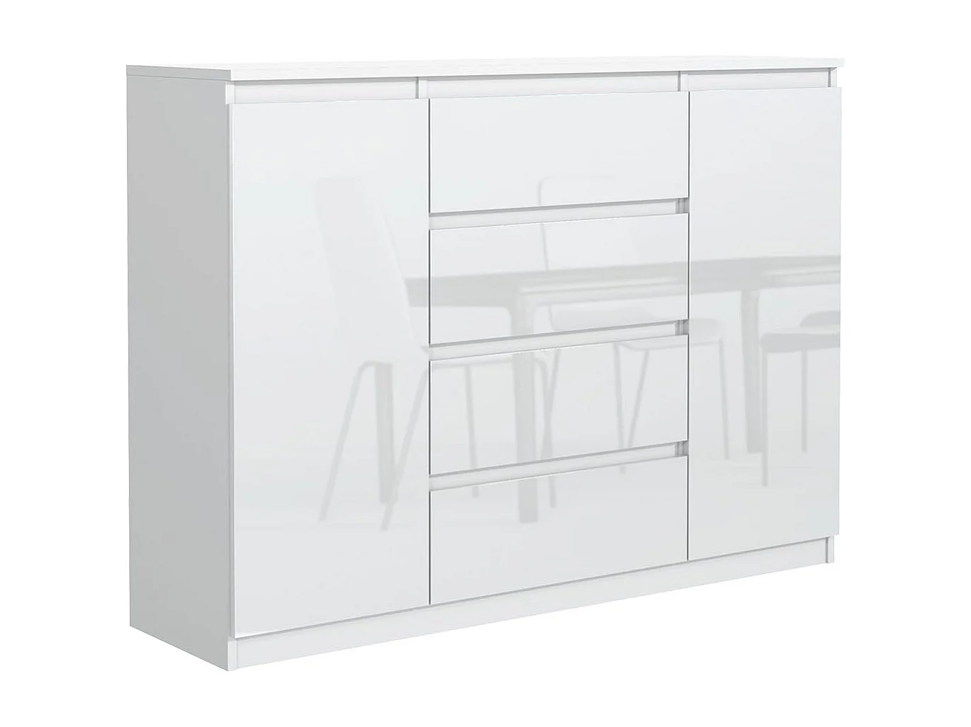 MebLocker ladekast met 4 lades, 2 deuren, 120 cm, ideaal voor de woonkamer, slaapkamer, kinderkamer en kantoor, oplossing