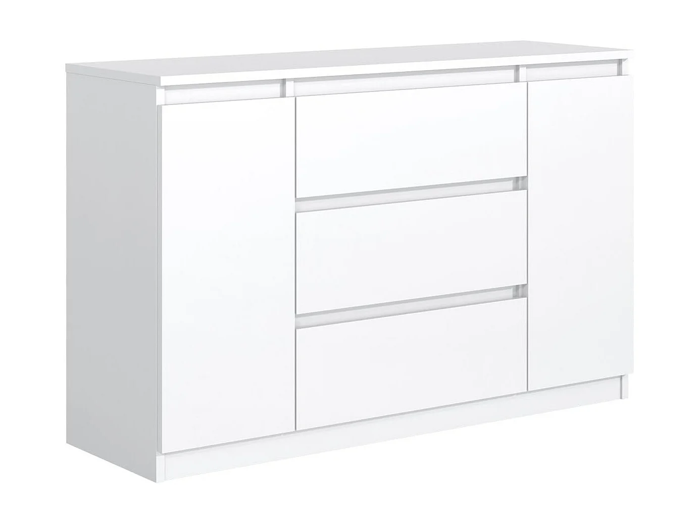 MebLocker Cómoda con 3 cajones, 2 puertas, 120 cm, ideal para el salón, dormitorio, habitación infantil y oficina, solución moderna y elegante (blanco)