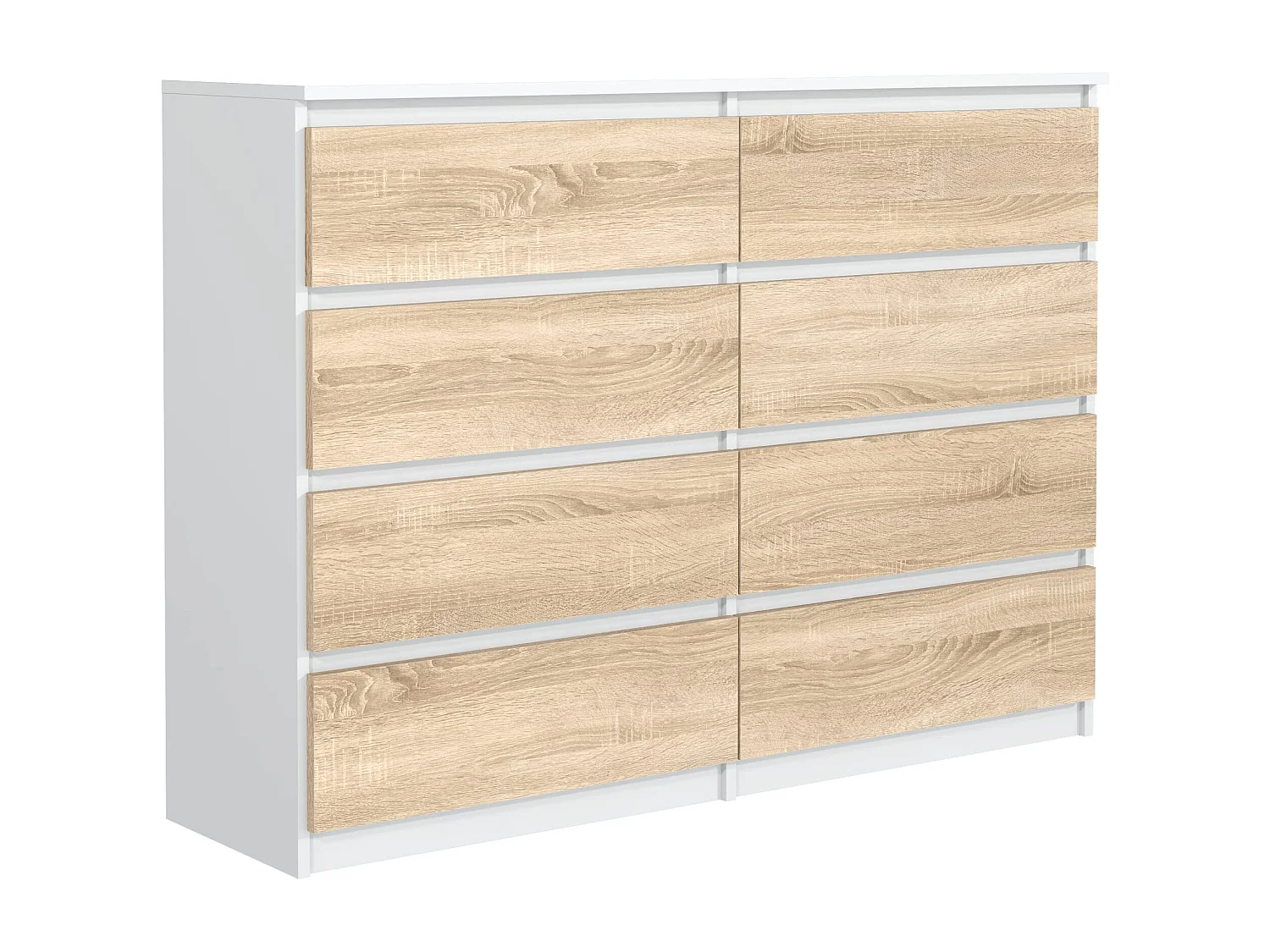 MebLocker Sonoma 8-lades slaapkamer ladekast wit 138,5x101,5x39 cm - Woonkamer kast - Hoge ingang ladekast - Slaapkamer opslagkast