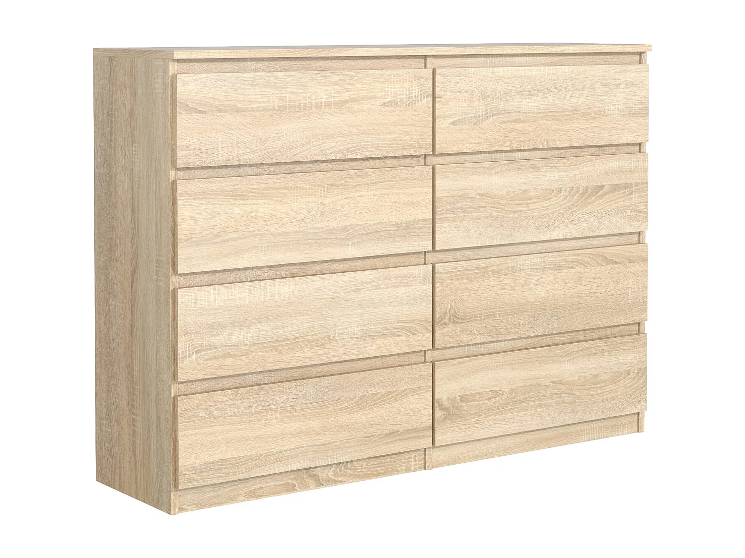 MebLocker Commode 8 Tiroirs 100 cm - Sonoma - Design Minimaliste - 100x39x101,5 cm - Meuble de Rangement Spacieux pour Chambre, Salon ou Bureau