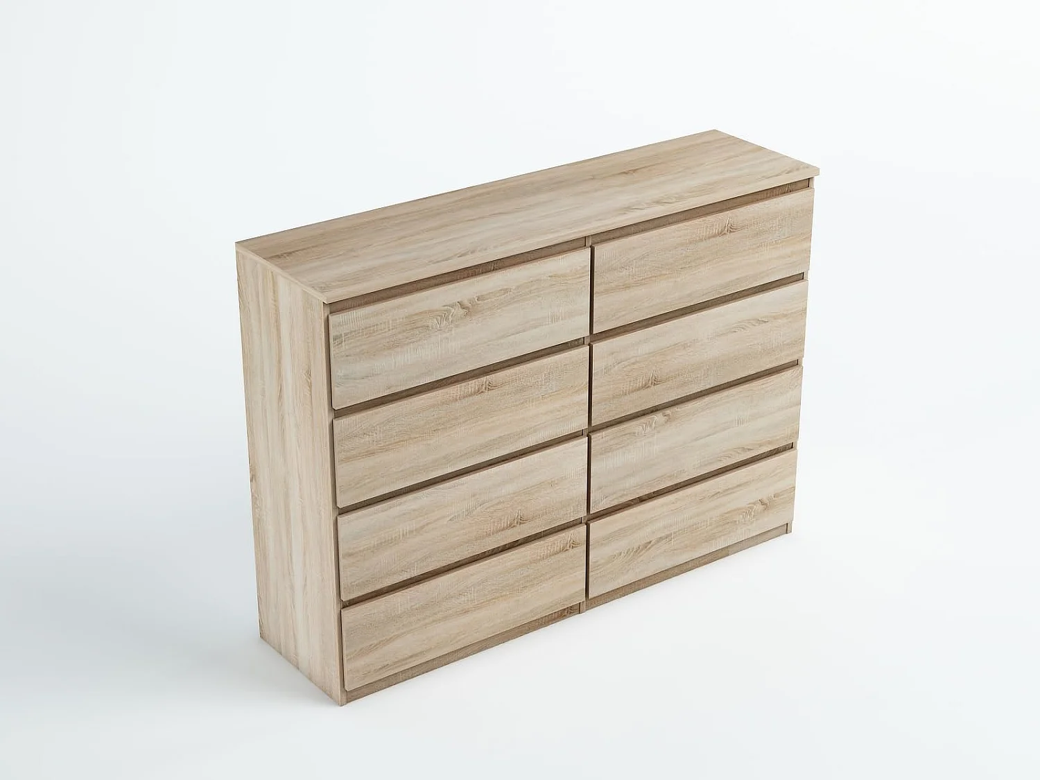 MebLocker Commode 8 Tiroirs 100 cm - Sonoma - Design Minimaliste - 100x39x101,5 cm - Meuble de Rangement Spacieux pour Chambre, Salon ou Bureau