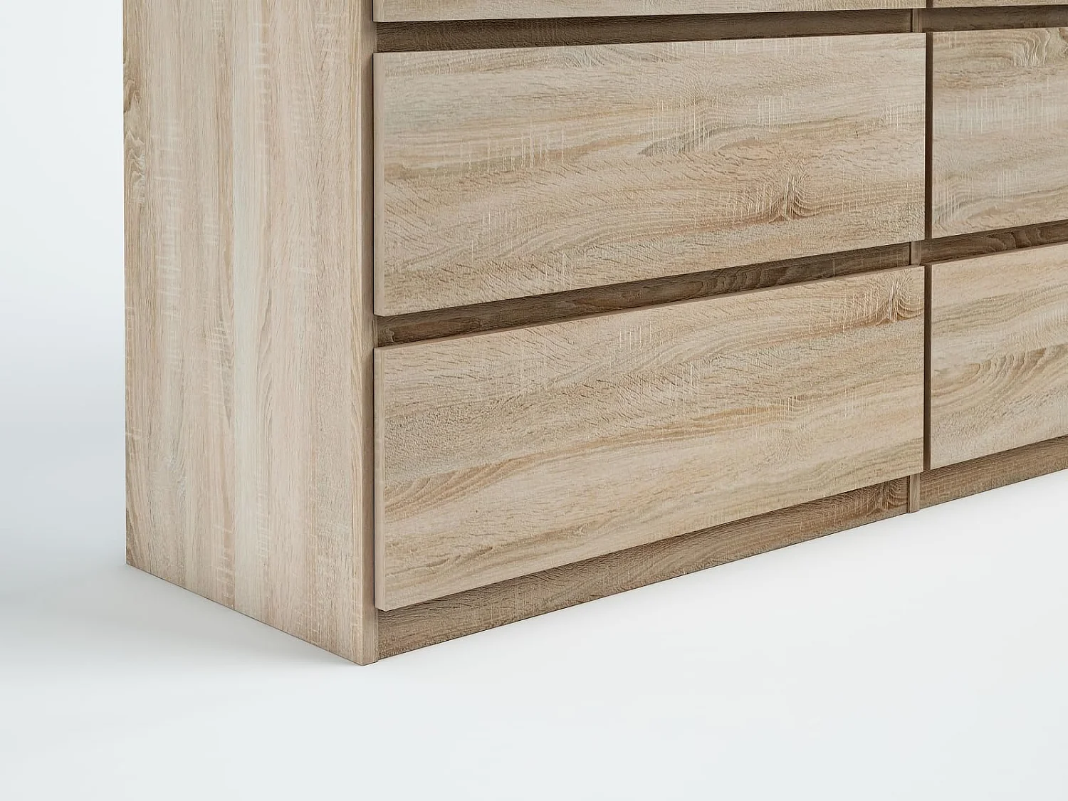 MebLocker Commode 8 Tiroirs 100 cm - Sonoma - Design Minimaliste - 100x39x101,5 cm - Meuble de Rangement Spacieux pour Chambre, Salon ou Bureau