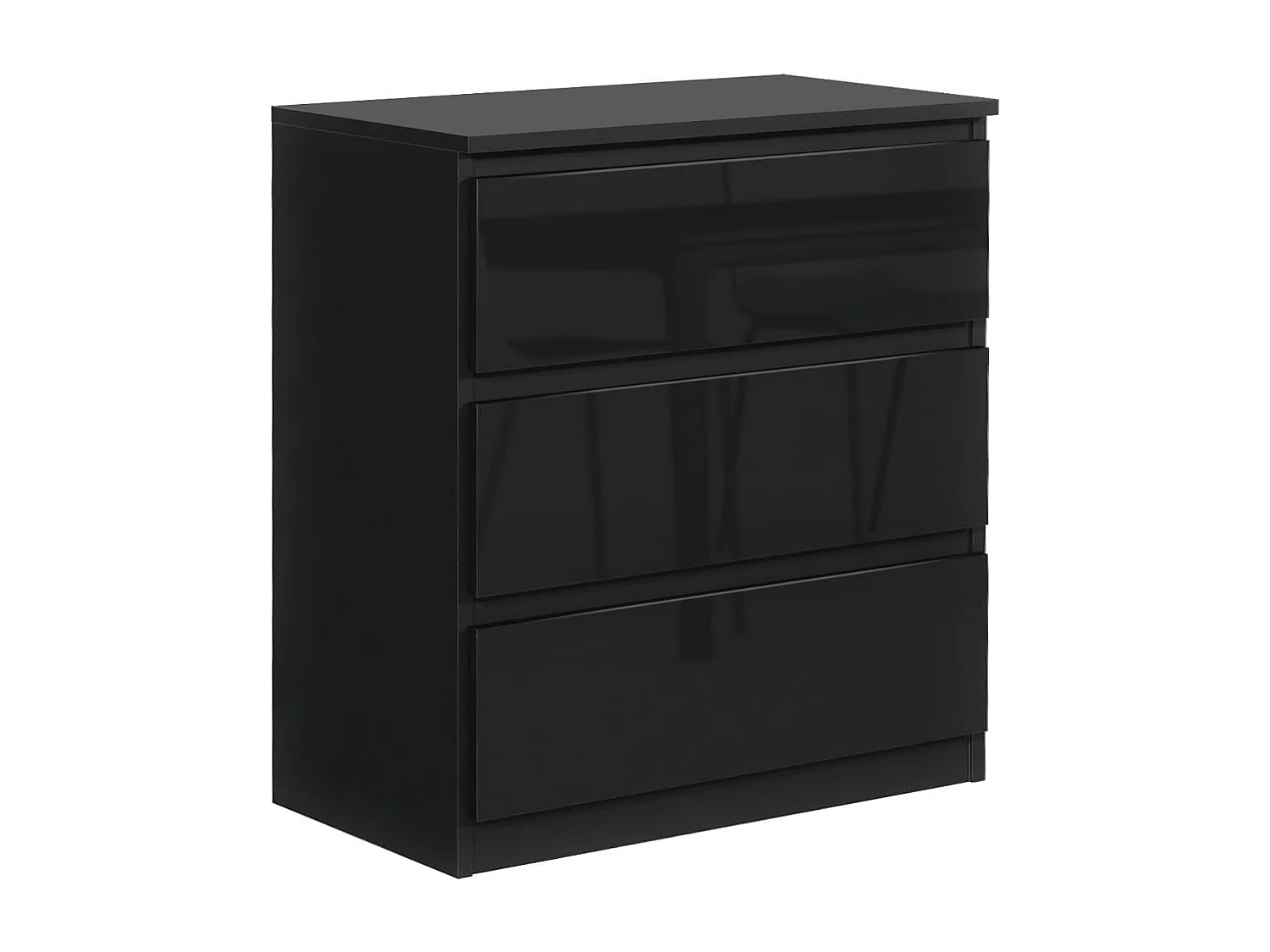 MebLocker Commode à 3 tiroirs, idéale pour Le Salon, la Chambre à Coucher, la Chambre d'enfant, la Chambre d'adolescent  (Nior avec des Façades Brillantes)