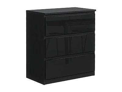 MebLocker Commode à 3 tiroirs, idéale pour Le Salon, la Chambre à Coucher, la Chambre d'enfant, la Chambre d'adolescent  (Nior avec des Façades Brillantes)