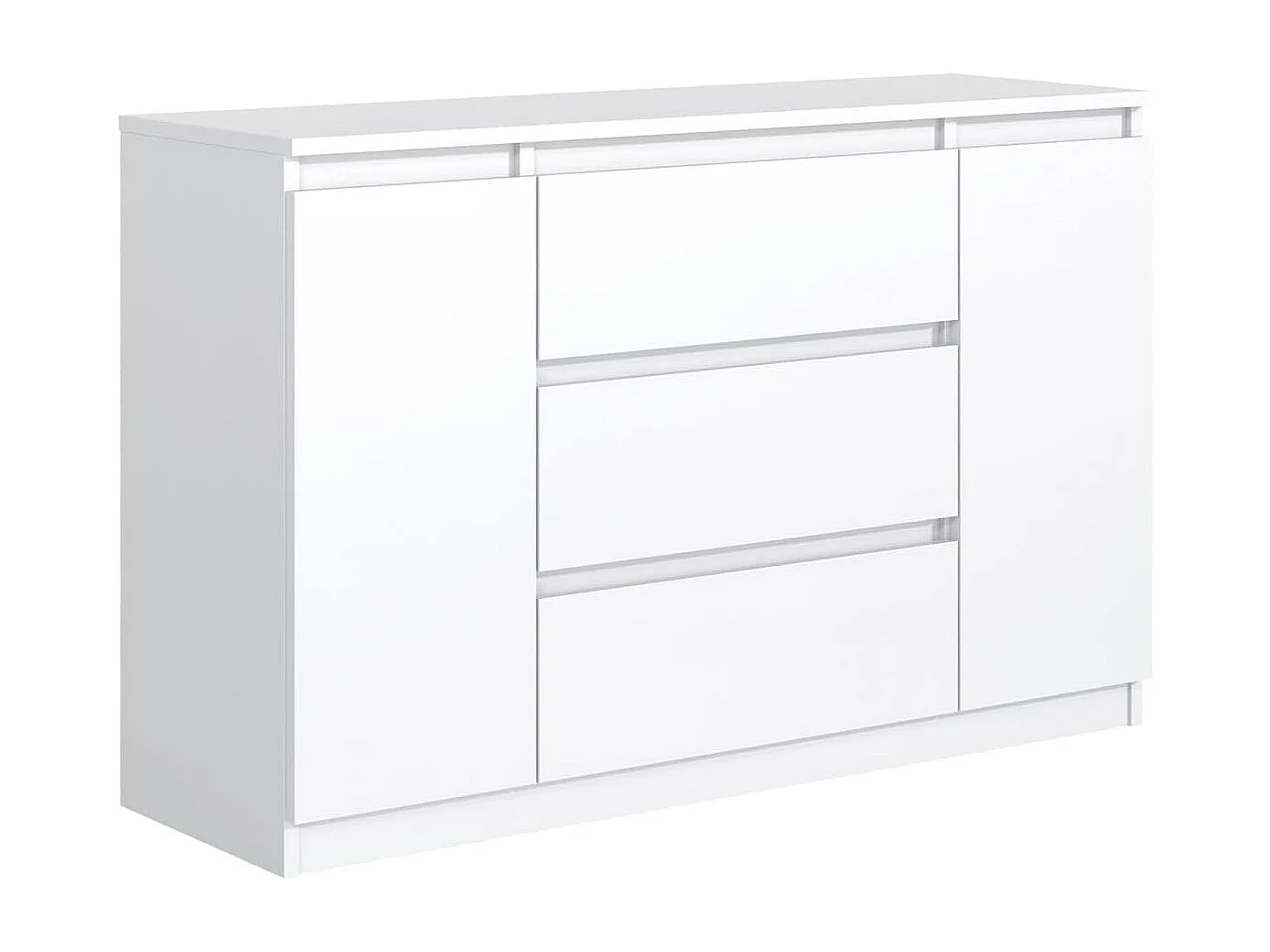 MebLocker Cómoda con 3 cajones, 2 puertas, 140 cm, ideal para el salón, dormitorio, habitación infantil y oficina