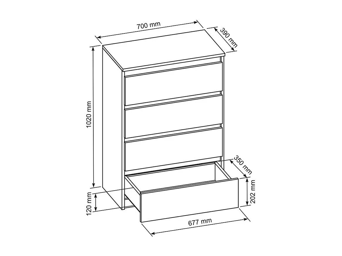 MebLocker 4-ladekast met 4 lades, ideaal voor woonkamer, slaapkamer, kinderbadkamer, tienerkamer en kantoor, (wit)