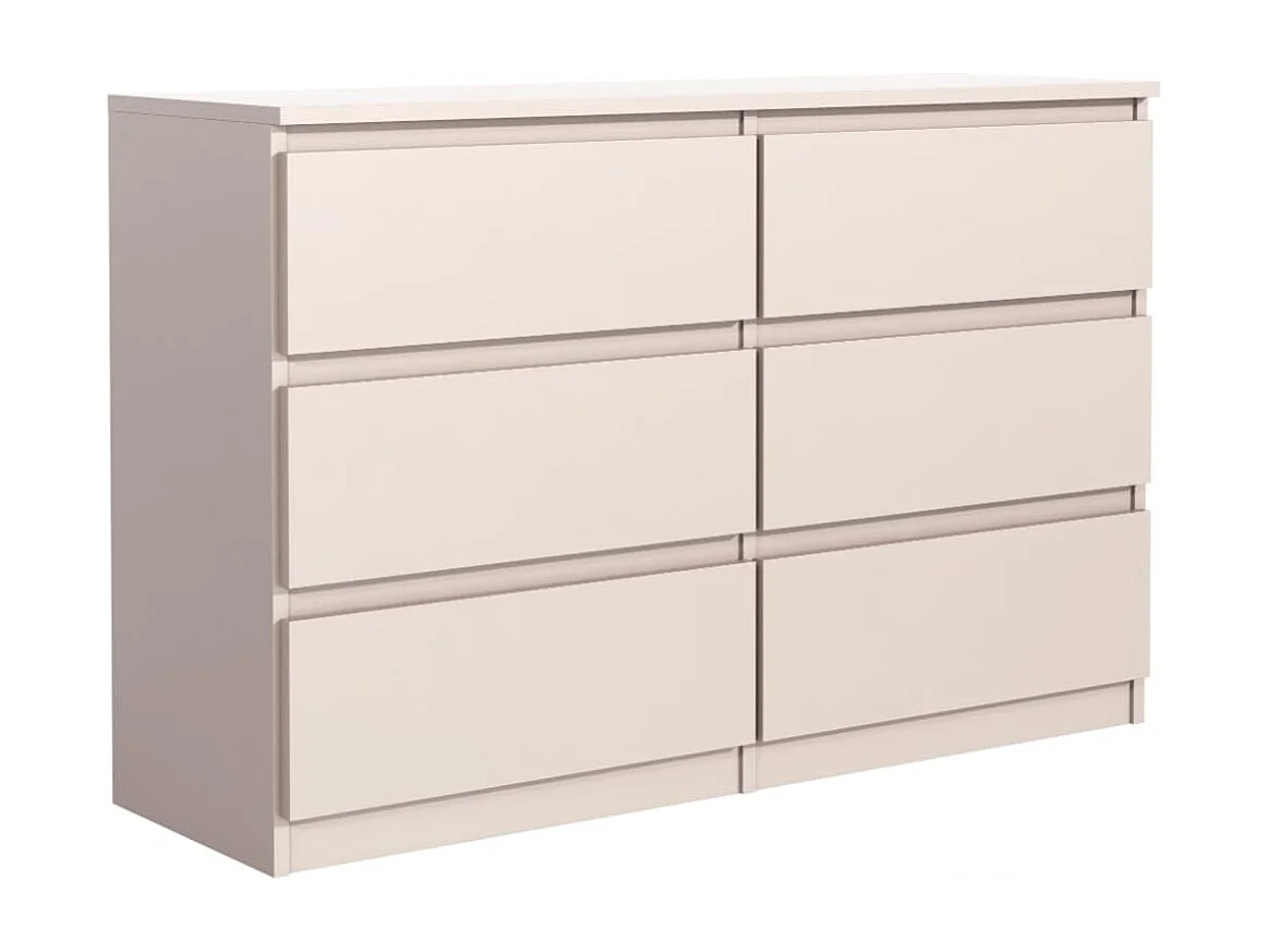 MebLocker Cajonera de 6 cajones de Kaschmir 120 cm - Diseño minimalista - 120 x 39 x 78,5 cm - Espacioso armario de almacenamiento para dormitorio, salón u oficina