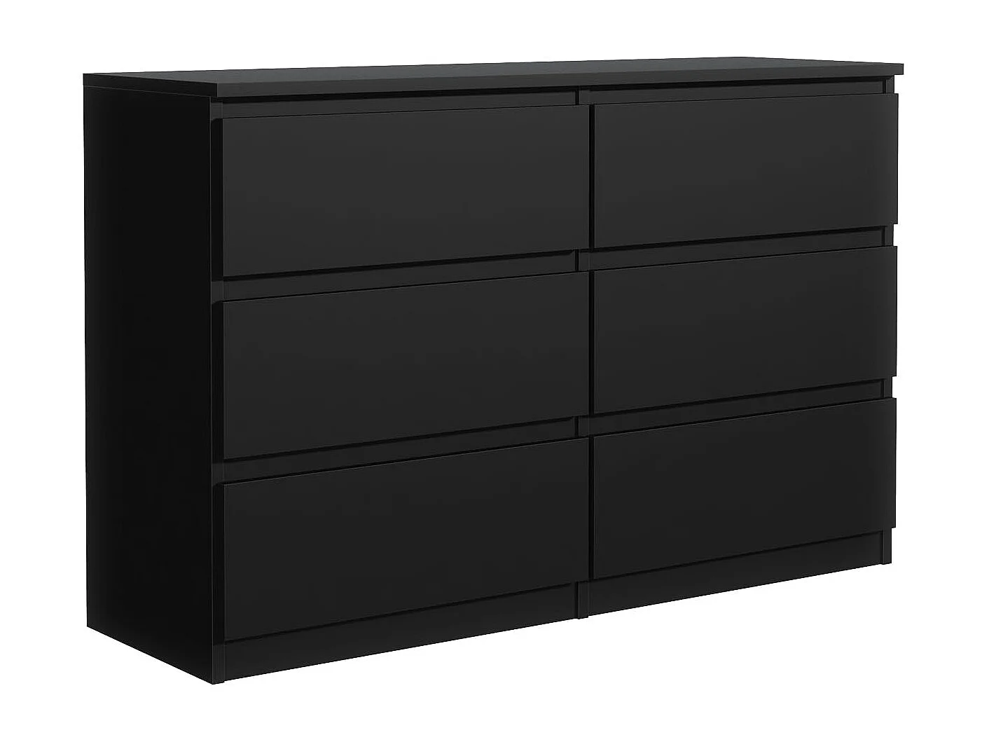 MebLocker Commode Chambre 6 tiroirs Noir 138,5x78,5x39 cm - Meuble Salon - Commode Haute Entrée - Meuble de Rangement Chambre